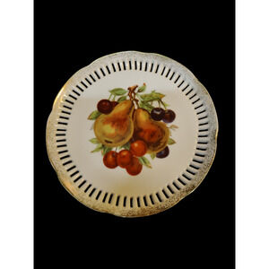 Vintage Reticulated Fruits Plate -7".